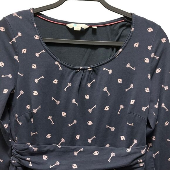 Boden Womens Mabel Long Sleeve Navy Dress With Lock And Key Print Size 8 - Picture 5 of 9